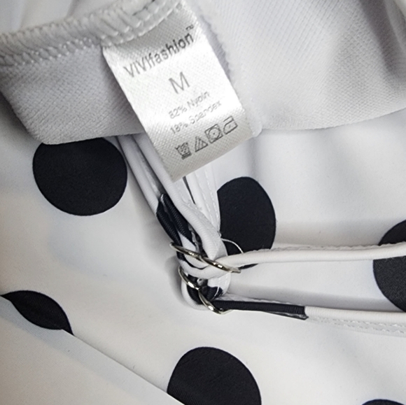 Vivi Fashion women's black/white dotted tankini Swimwear size M - Picture 4 of 5